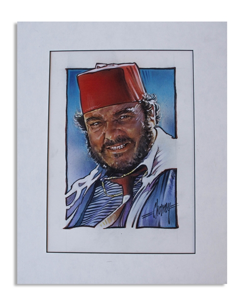 Steven Chorney Painting From ''Raiders of the Lost Ark'' of the Character ''Sallah'' -- Published in the Indiana Jones Topps Collector Cards Series